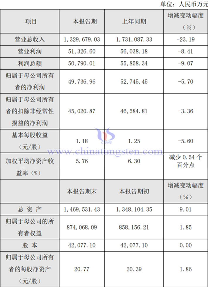 廈鎢新能2024年業績公告